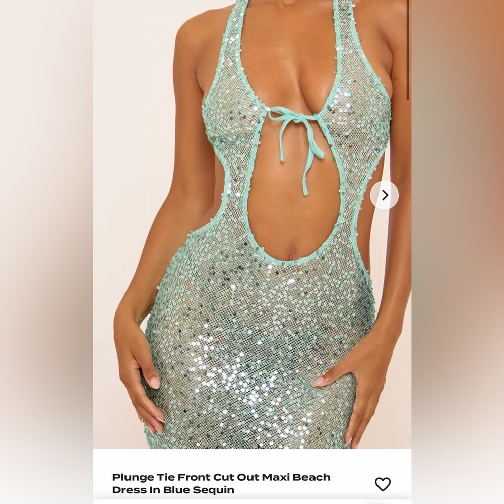 EGO shores plunge tie front cut out maxi beach dress - Picture 2 of 5